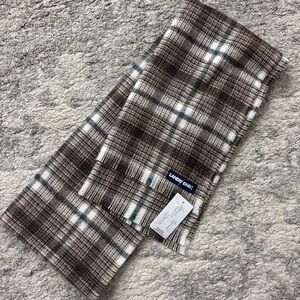 Lands' End New Soft Brown Plaid Scarf Neutral NWT Cabincore